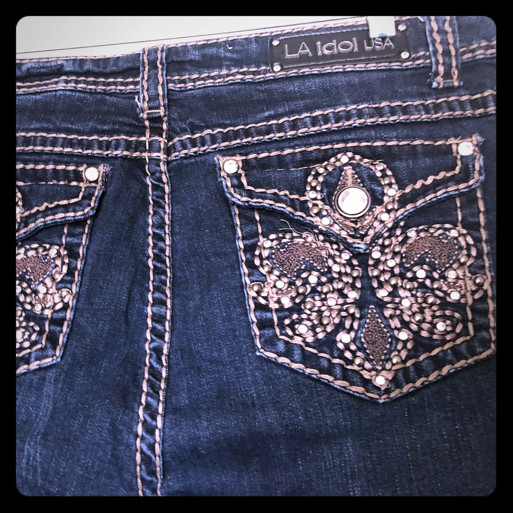 LA Idol Jeans Bootcut w/Bling Women’s Size 19